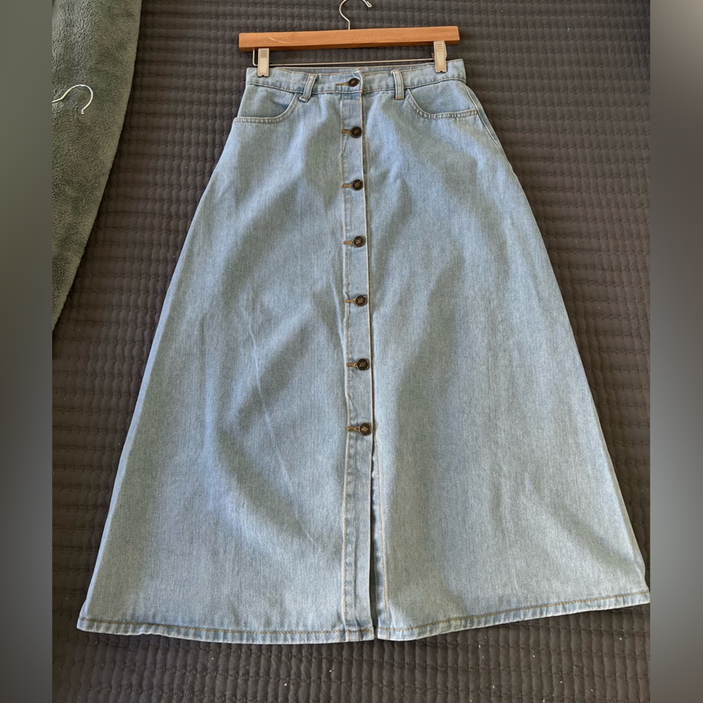 Denim button down a-line skirt